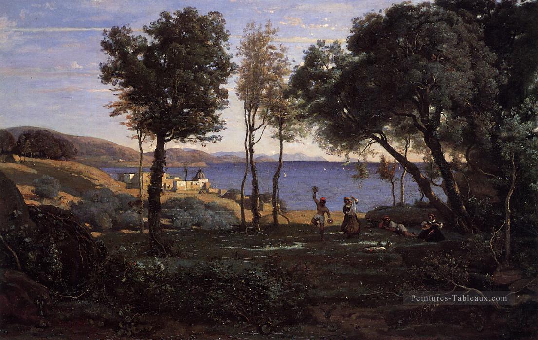Vue près de Naples plein air romantisme Jean Baptiste Camille Corot Peintures à l'huile